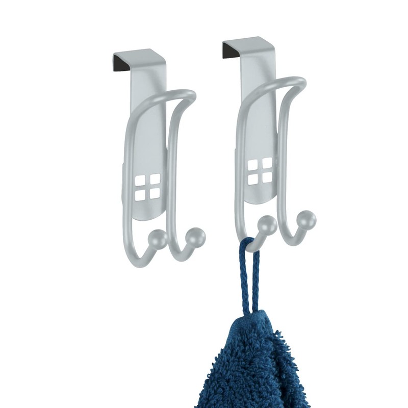 WENKO Türhaken Lochdesign 2er Set, 2er Set Schrankhaken, Kleiderhaken, Badezimmerhaken