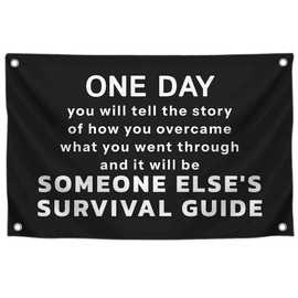 3x5 Ft Motivational Quote Black Polyester Flag One Day with Four Brass Grommets - Positive Quotes Posters for Men - Wall Decorations for Home or Office - Motivation Gym Single Sided Banner Wall Decor