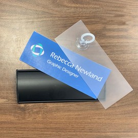 NapTags 8" x 3: Curved Nameplate Frame with Perforated Paper Inserts, 4-Pack (Black)