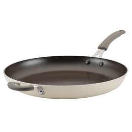 Rachael Ray Cook + Create Nonstick Frying Pan/Skillet with Helper Handle, 14 Inch - Almond