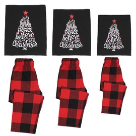 jakloz Christmas Pyjamas Family Set Plaid Christmas Pyjamas Long Sleeve Christmas Pyjamas Fun Sleepwear Outfits Pyjamas for Men and Women, Black Joy