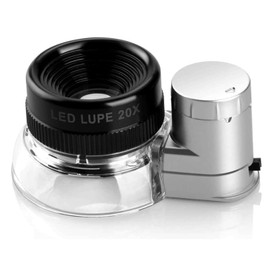 Lupa de lupa iluminada con 20 luces LED de aluminio de alta calidad para joyería con diamantes, gemas y monedas grabados