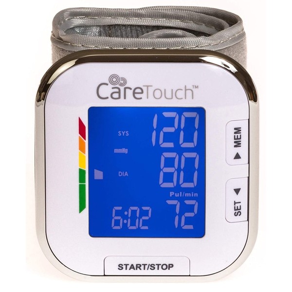 Care Touch Digital Wrist Blood Pressure Monitor for Adults Size 5.5-8.5" for Home Use, Automatic High Blood Pressure Machine with Batteries & Carrying Case