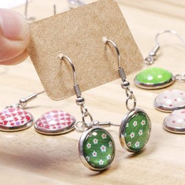 100PCS Small Blank Kraft Paper Ear Studs Earring Display Cards Price Label Tag Jewelry Cards Holder, 3.5 x 2.5cm