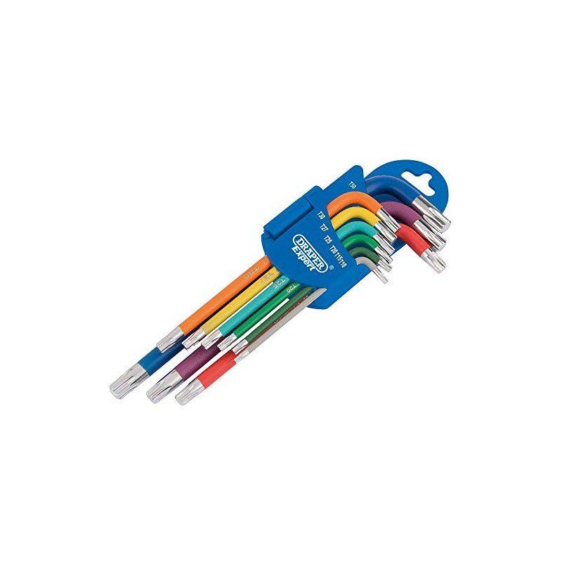 Draper 66143 TX-Star Metric Coloured Long Arm Key 9-Piece Set,