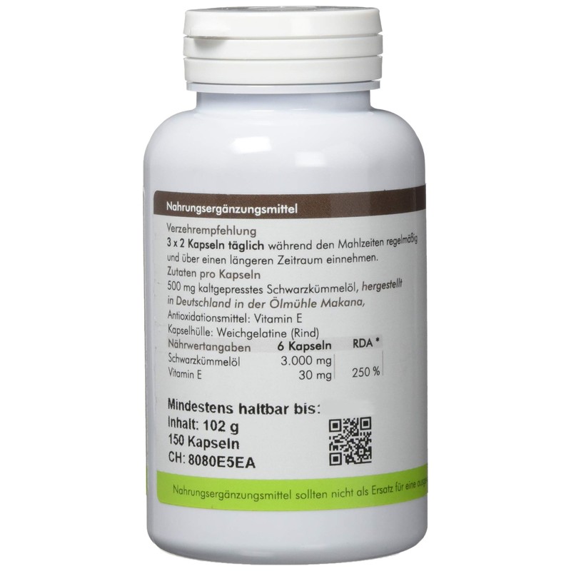 manako Black cumin oil capsules, 4 x 150 pieces, 112.5