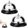 Pack of 2 Table Bell, 8.5 x 7 cm Stainless Steel Reception Bell, Table Bell with Clear Sound, Reception Bell, Metal Service Bell for Hotel Reception, Restaurant, Kitchen, Bars, and Hospitals