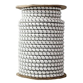 SGT KNOTS Polypropylene Bungee Shock Cord - Marine Grade Bungee Cord Roll, Lightweight Elastic Rope for DIY, Crafting, Kayak, Tent Poles & Industrial (3/16" x 500ft Spool, White w Black Tracer)