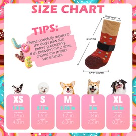 EXPAWLORER 8 Pcs Donut Dog Socks with Gift Box,Dog Boots & Paw Protectors in Winter,Dog Booties for Hardwood Floor Anti Slip,Prevent Licking Paws,Dog Shoes for Small Medium Large Senior Dogs
