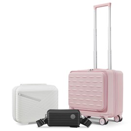 TREATLIFE HOME Lightweight 18" Carry-On Luggage with Front Open Door & Laptop, TSA Lock, Smooth Spinner Wheels, Pink