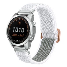 Abanen Upgraded Elastic Band with Soft Stretchy Loop, Nylon Wrist Strap for Garmin Fenix 8 (43mm) / Fenix 7S / Fenix 6S / 5S / Instinct 2S, Approach S70 (42mm), White