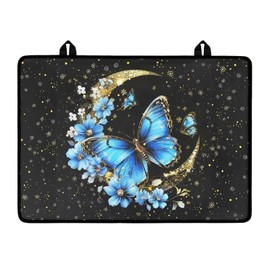 Hwzdsyxl Blue Butterfly Hibiscus Flower Gold Moon Print Electric Stove Top Cover with Lanyards Anti-Slip Glass Cooktop Cover 29.18 x 20.96 inch Stovetop Protector Pad Coffee Machine Mat