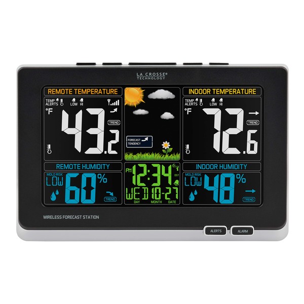 La Crosse Technology 308-1414MB-INT Wireless Color Weather Station with Mold Indicator, Black