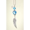 Turquoise Blue Faceted Glass with Silver Angel Wing Rear View