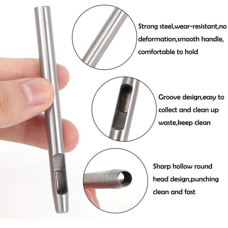 10PCS 0.5mm-5mm Leather Hole Punch Set, Belt Hole Puncher Hollow