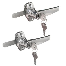 NHDSUO 2 Sets Handle Cam Lock,L-Type Locking Door Handle,Cabinet Handle Lock for Metal Cabinet and Locker Doors,for Outdoor Equipment Cabinet Door&File Cabinets (Chrome)
