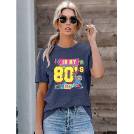 Women 80's Shirts in My 80s Era Shirt Vintage Graphic Tee Casual 80s Party Clothes Blue