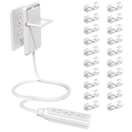 3FT Ultra Flat Plug Extension Cord with 3 Outlets, Ultra-Thin Outlet Cover Power Bar, Universal Size Flat Plug Power Strip, Child & Pet Safe, 1625W