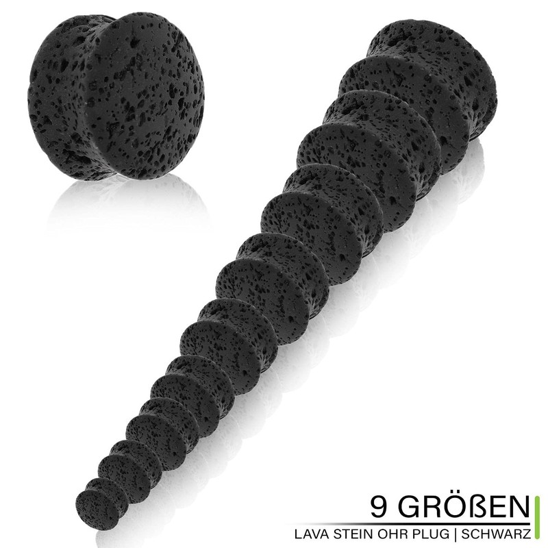 Treuheld® Lava Stone Ear Plug, 9 Sizes, Black