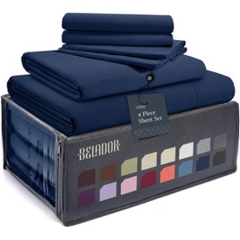 BELADOR Silky Soft Twin XL Sheet Set - Luxury Bed Sheets for Twin XL Size Bed, Secure-Fit Deep Pocket Sheets with Elastic, Breathable Hotel Sheets and Pillowcase Set, Wrinkle Free Oeko-Tex Sheets