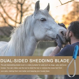 HYMUUNI Dual-Sided Shedding Blade Dual-Sided Dog Shedding Blade Dog Deshedding Loop Brush Metal Deshedding Blade Tool for Dogs Cats Pet Shedding