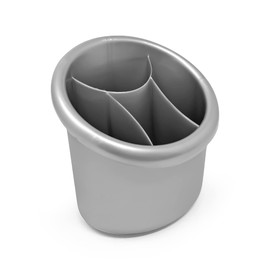 4 Compartments High Grade Plastic Sink Round Tidy Cutlery Drainer Caddy Holder, Utensil Drainer for Home and Kitchen Rustproof Store Washed Cutlery Utensils (Silver - Design 3)