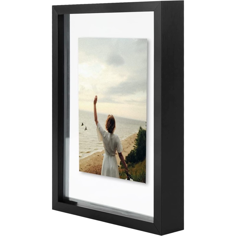Frametory, 5x7 Floating Picture Frame - Metal Photo Frame -
