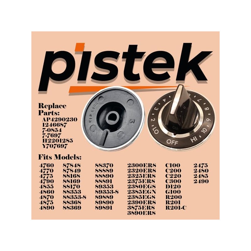 Pistek 4 pack Y700854 AP4290230 PS2201285 Surface Burner Knob for