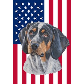 Blue Tick Coonhound - Best of Breed American Flags Garden Size 12" x 17"