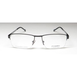 Lightec 30296s Eyeglass Frame/Glasses Stainless Steel Half-Rimless Designer Rare [56-17-145, black]