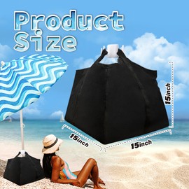 Bhyhok Beach Umbrella Base Weight Bag, 600D Oxford Cloth Sand Bags for Beach Umbrella Stand Base Sand Weights Portable Bags Black (1 Set)