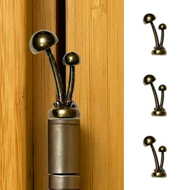 Waveaura Mini Brass Door Mushroom Hinge Heads Decorative Topper Magnetic Vintage Animal Theme Little Hinge Pin Head Cute Ornament Small Home Decoration Hinge Caps (Mini Brass Mushroom - 3 pcs)