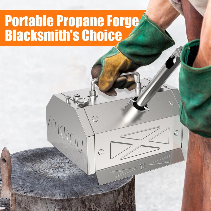 Nelyrho Portable Propane Blacksmith Forge Kit with Double Door, Single