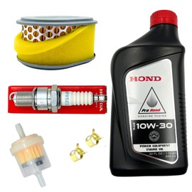 Tune Up Kit for Honda GX120 Engine with Genuine Motor Oil 08207-10W30, Replacement Air Filter 17210-Z4H-821 17210-ZE0-505 17210-ZE0-820, Spark Plug 98079-55846 BPR5ES, Fuel Filter
