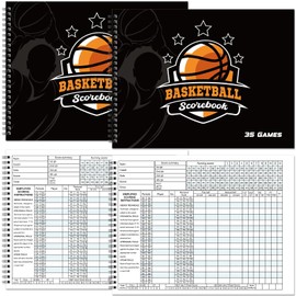 Qilery 2 Pcs Basketball Scorebook 35 Games Score Keeping Book Side by Side Score Book League Basketball Book for Stats Coaches Scorekeepers Adult Youth (Classic)