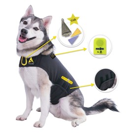 CozyVest 3-in-1 Anxiety Vest, Music & Aromatherapy Dog Coat Relaxing Sound & Essential Oil Scent Canine Stress Relief Fireworks Thunder Separation Shirt Jacket Thunderstorm (Black, XXS [Up to 7 Lbs])