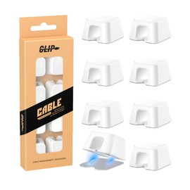 Viaky 8 Pack Magnetic Cable Clips, Large Size Under Desk Cable Management, Workspace Charger Organizer,Cord Holder with Adhesive Metal Disc, Office Desk Accessories for Nightstand Car Wall (White)