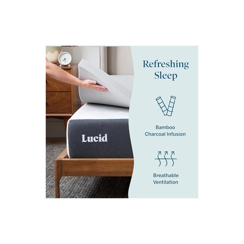 Lucid - Colchoneta de Memory Foam con Infusión de Carbón