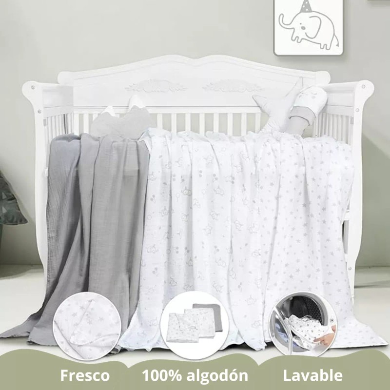 DaraBaby Set 3 Mantas Muselina Bebé 100% Algodón Suave Transpirable