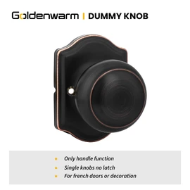 Goldenwarm Oil Rubbed Bronze Dummy Door Knobs, Single Side Bronze Door Knobs No-Turning, Pull Function for Closet, French Double Doors 2 Pieces