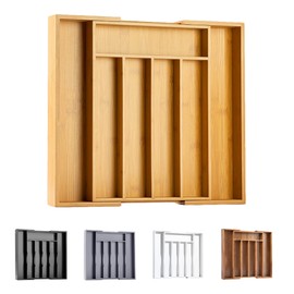 Bellsal Silverware Organizer Kitchen Drawer Organizer Expandable Bamboo Utensil Holder Cutlery Tray for Kitchen Utensil and Flatware Bedroom Office