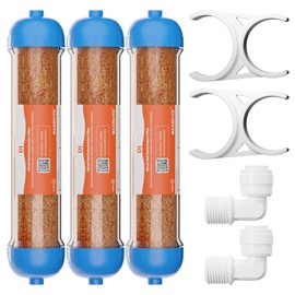 (3 Pack) Mixed Bed Ion Exchange Aquarium Filter Resin 0 PPM RO DI Refillable Housing w/Clamps & Fittings, Compatible with 10" Reverse Osmosis Water Filtration Systems, for High TDS in Water