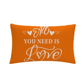 All You Need is Love Pillow Cover Orange Farmhouse Decor Inspirational Letters Saying Rectangular/Waist Cushion Cover Housewarming Romantic Gift Anniversary Wedding Holiday Pillowcases 12”x20”(Orange)