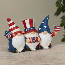 One Holiday Way 7.5-Inch Patriotic Americana Gnome Figurine w/Flag and USA Sign – Decorative Red, White and Blue – July 4th Memorial Day Home Decor