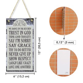 CARISPIBET In this house home signs religious signs decorative plaque for living room inspirational wall art for house décor 12" x 6"