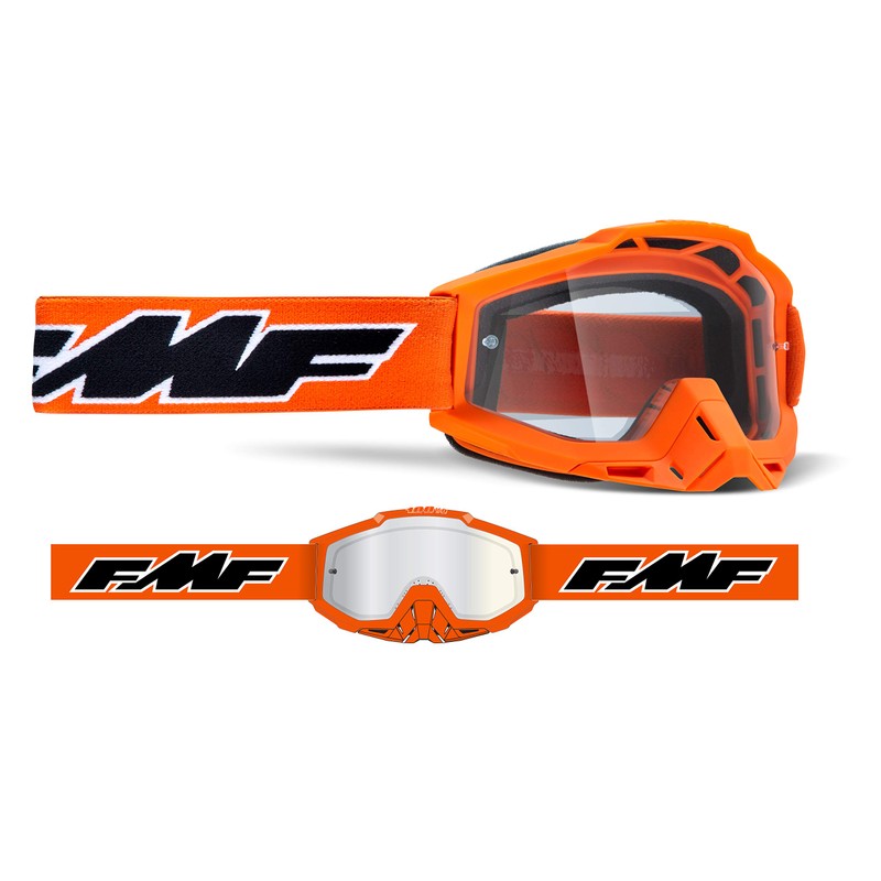 100% FMF POWERBOMB Goggle Rocket Orange - Clear Lens