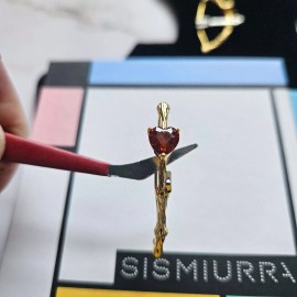 Sismiurra 18K Gold Over Silver Designed France Heart & Arrow CZ Earrings Sismiurra