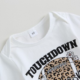 Newborn Baby Girl Fall Clothes Football Outfit Long Sleeve Romper Rugby Bell Bottom Pants Coming Home Outfit(A-White,0-3 Months)