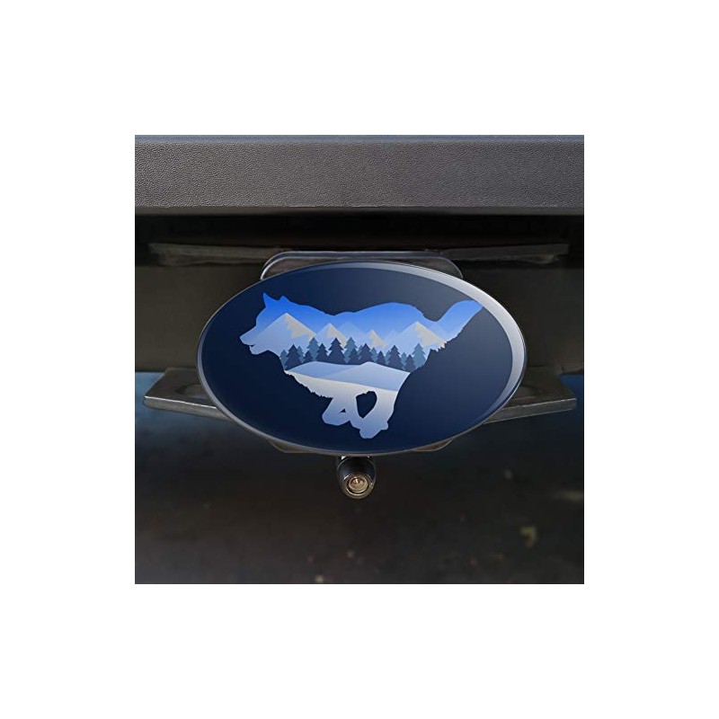 GRAPHICS & MORE Wolf Silhouette Running Snow Scenery Oval Tow