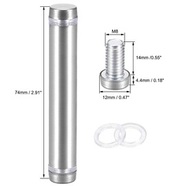 sourcing map 1/2 Dia x 2-7/8"(12x74mm) Double Head Standoff Screws Acrylic Glass Nails 8pcs